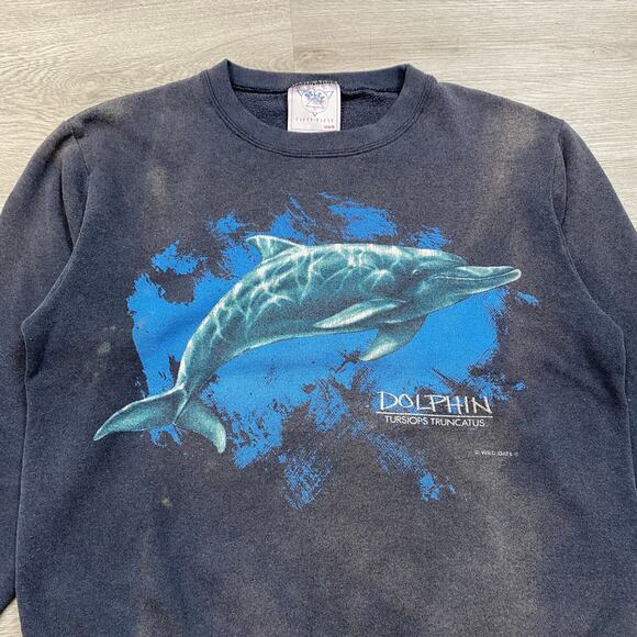 Vintage 80s Wild Oats Dolphin Crewneck Sweatshirt Men's M - Picture 2 of 10